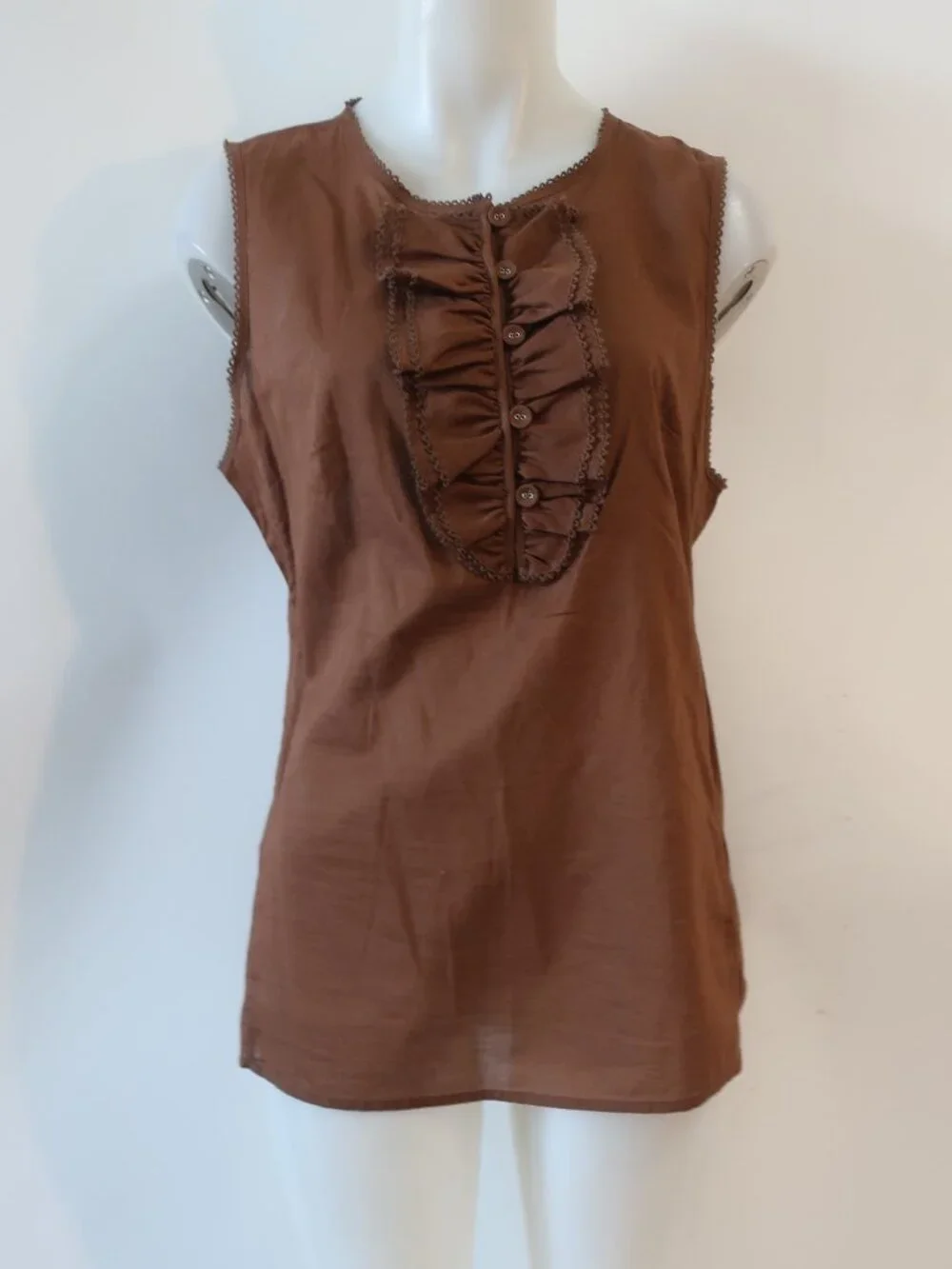 NWT Women Tori Burch Brown (Item- 17) Cotton Sleeveless Rachel Top 12